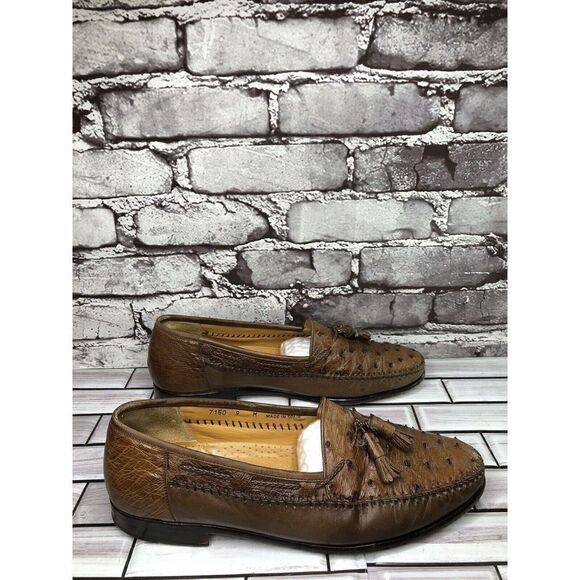 Magnanni Tobacco Ostrich Brown Leather Tassel Dress Loafers Men’s Sz 9M US/42EU main image 9